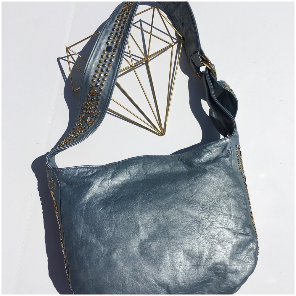 Pearl Blue Leather Handbag - Picture 4 of 8